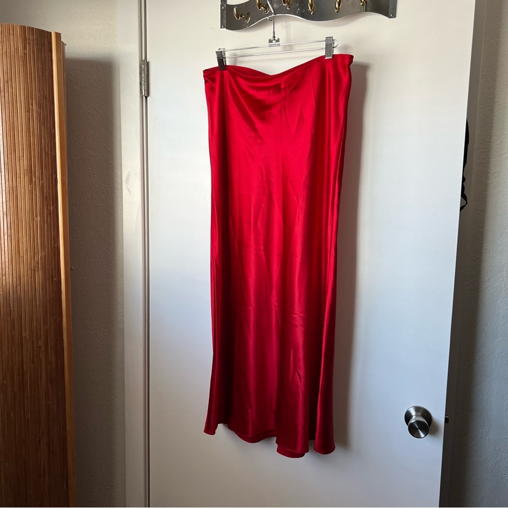 ARITZIA Ten Magnetic Silk Maxi Skirt in Flashing Red